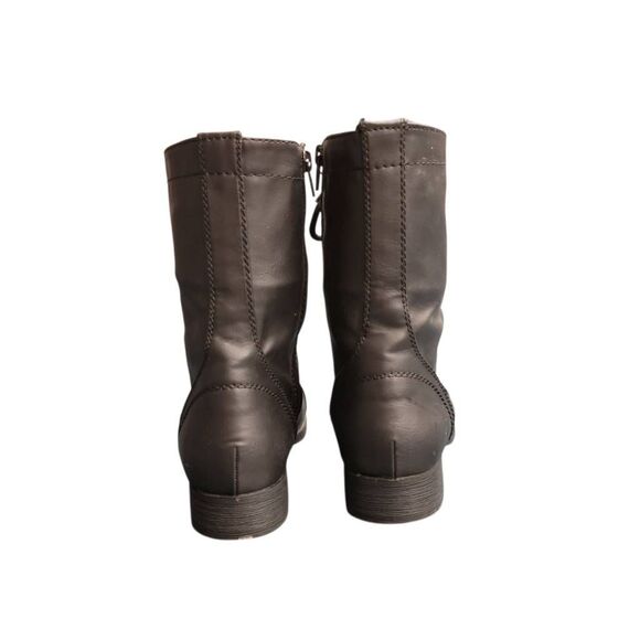 Mossimo Supply Company Black Faux Leather Lace Up Zipper Combat Boots Booties - Picture 4 of 9